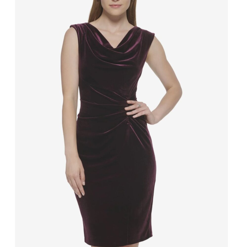 Vince Camuto Velvet Midi Dress - Deep Purple